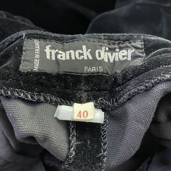 Franck Olivier Paris Pants Womens 40 Black Velvet Wide Leg High Rise France 90s - Picture 5 of 6